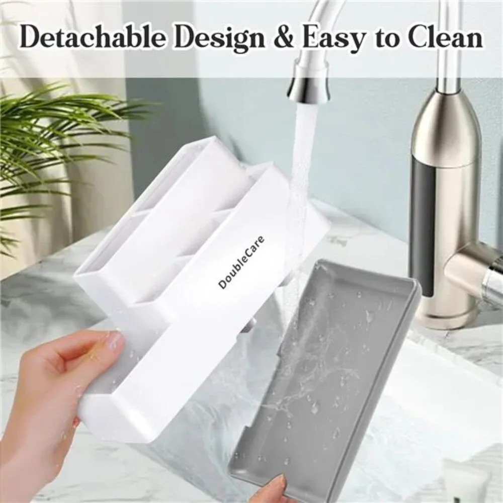 Toothbrush Holder Bathroom Organizer Countertop Caddy Toothpaste Shaver Storage